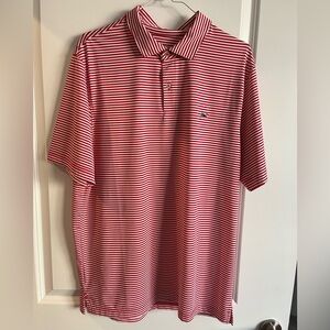 Men's Vineyard Vines Performance Polo Size Large Red and White Stripe UGA
